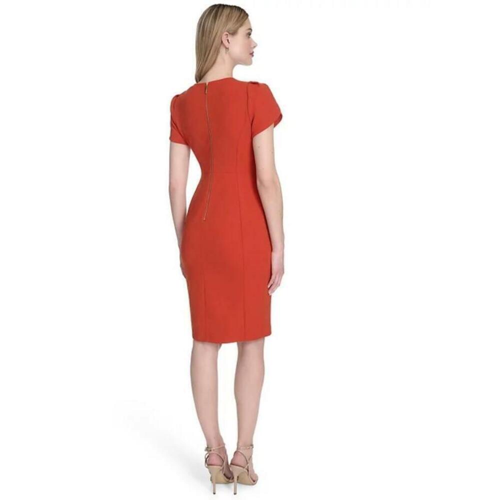Calvin Klein Orange Tulip-Sleeve Sheath Dress 10 - Picture 2 of 7